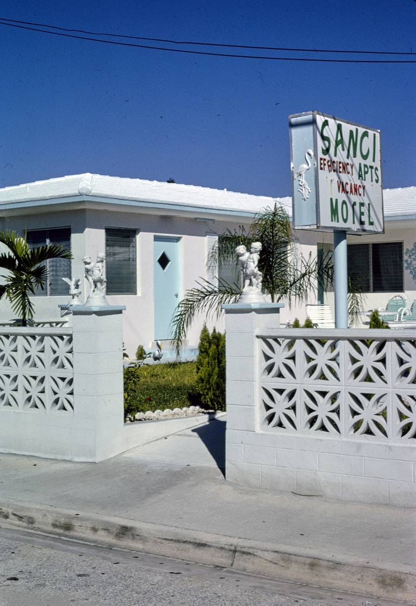 Historic Photo : 1990 Sanci Apartments Motel, Hollywood Beach, Florida | Margolies | Roadside America Collection | Vintage Wall Art :