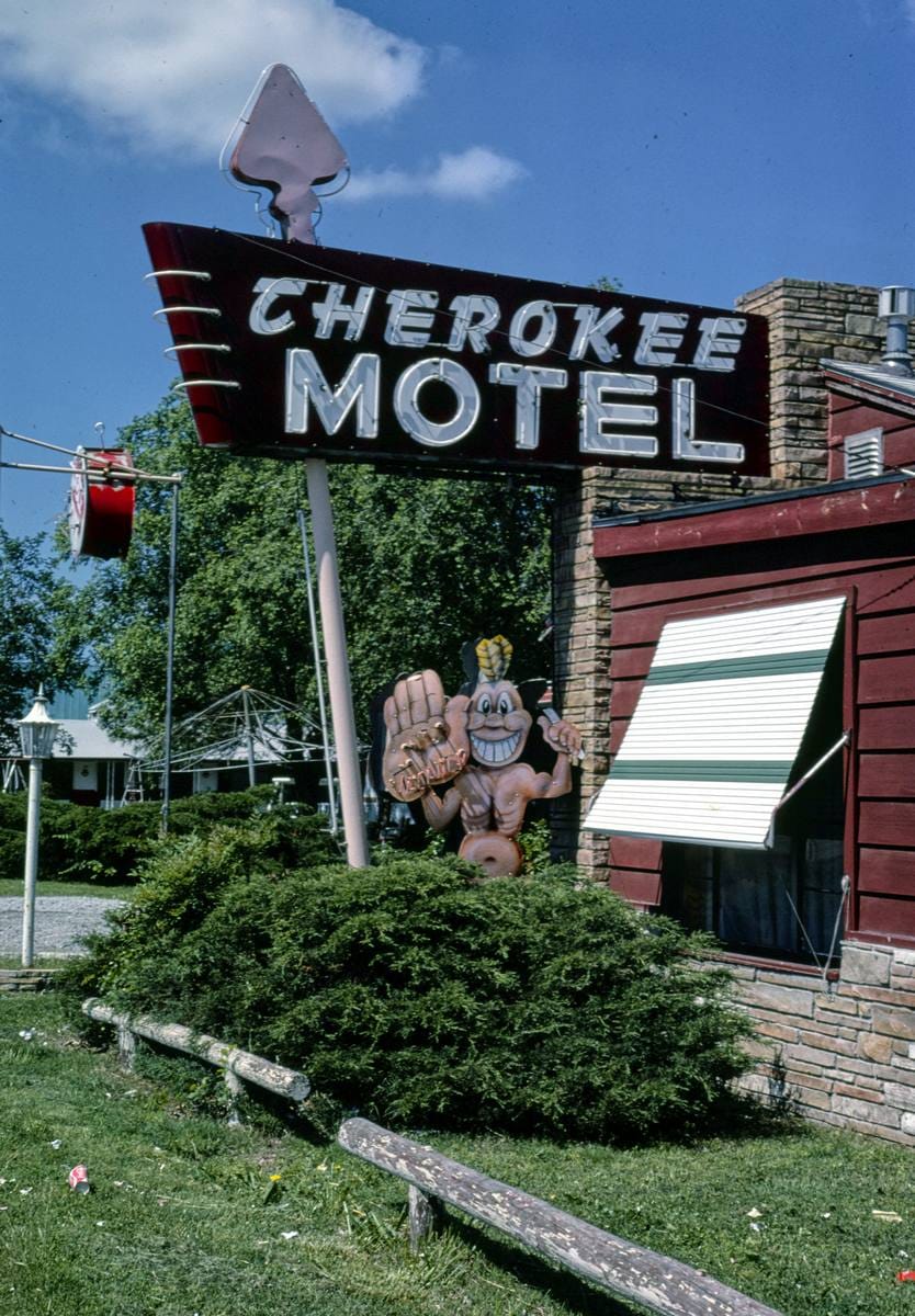 Historic Photo : 1982 Cherokee Motel sign, Miami, Oklahoma | Margolies | Roadside America Collection | Vintage Wall Art :