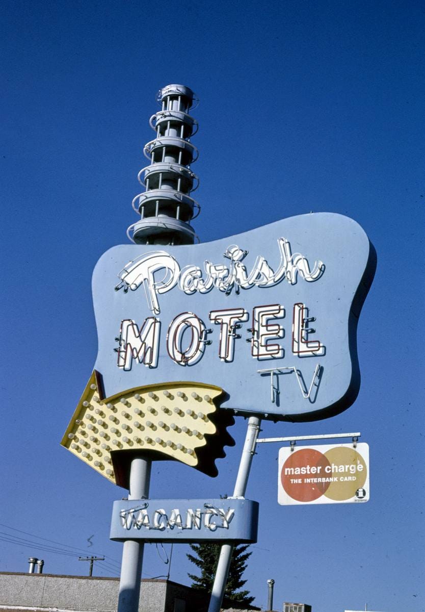 Historic Photo : 1991 Parrish Motor sign, Burley, Idaho | Margolies | Roadside America Collection | Vintage Wall Art :