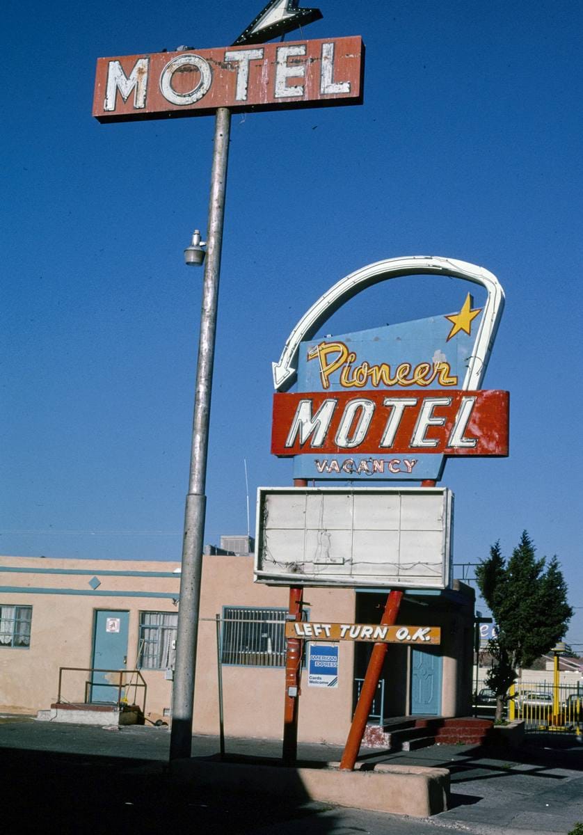 Historic Photo : 2003 Pioneer Motel sign, Albuquerque, New Mexico | Margolies | Roadside America Collection | Vintage Wall Art :