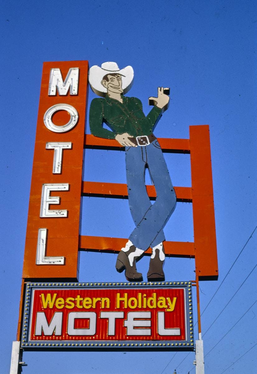 Historic Photo : 1993 Holiday Motel sign, Wichita, Kansas | Margolies | Roadside America Collection | Vintage Wall Art :