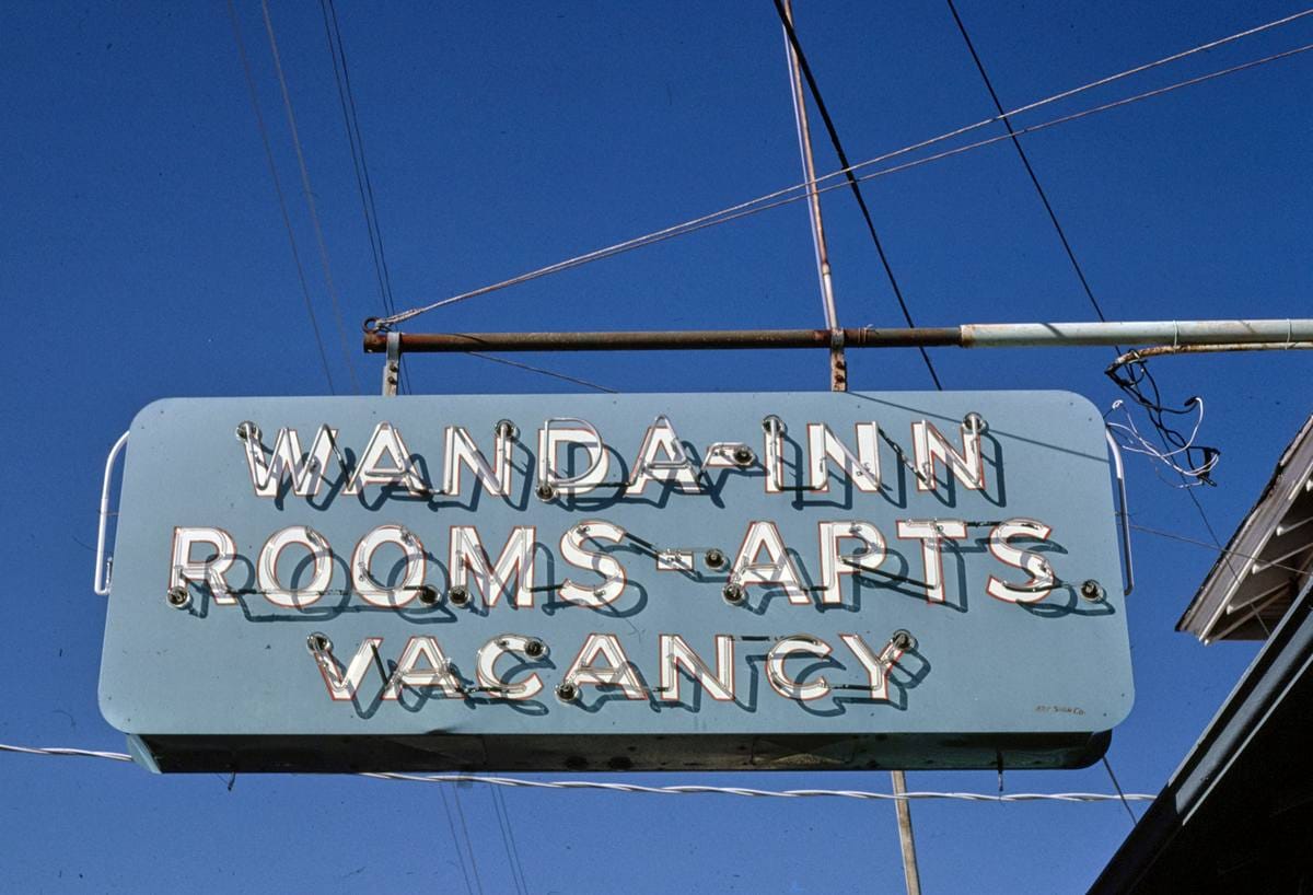 Historic Photo : 1985 Wanda Inn sign, Carolina Beach, North Carolina | Margolies | Roadside America Collection | Vintage Wall Art :