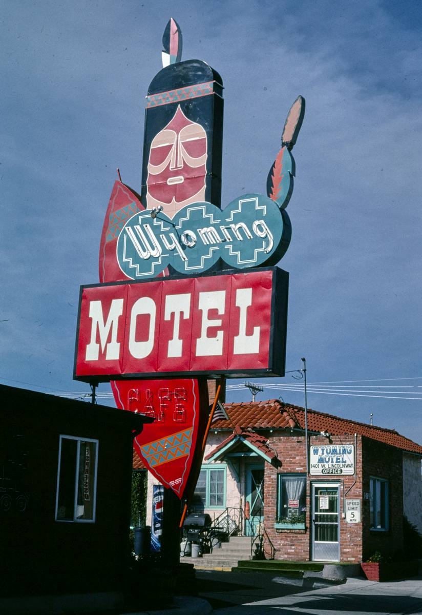 Historic Photo : 2004 Wyoming Motel sign, Cheyenne, Wyoming | Margolies | Roadside America Collection | Vintage Wall Art :