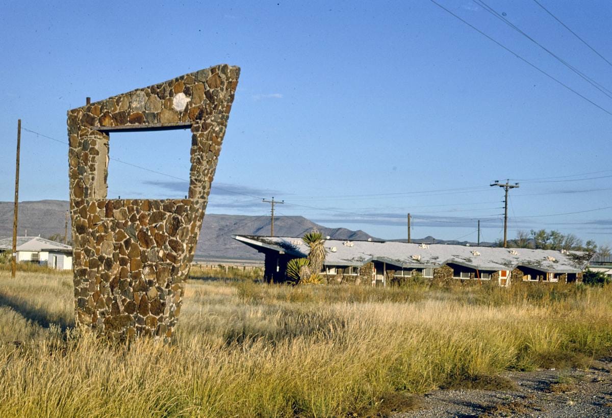 Historic Photo : 1993 Old motel sign southeast of Van Horn, Texas | Margolies | Roadside America Collection | Vintage Wall Art :