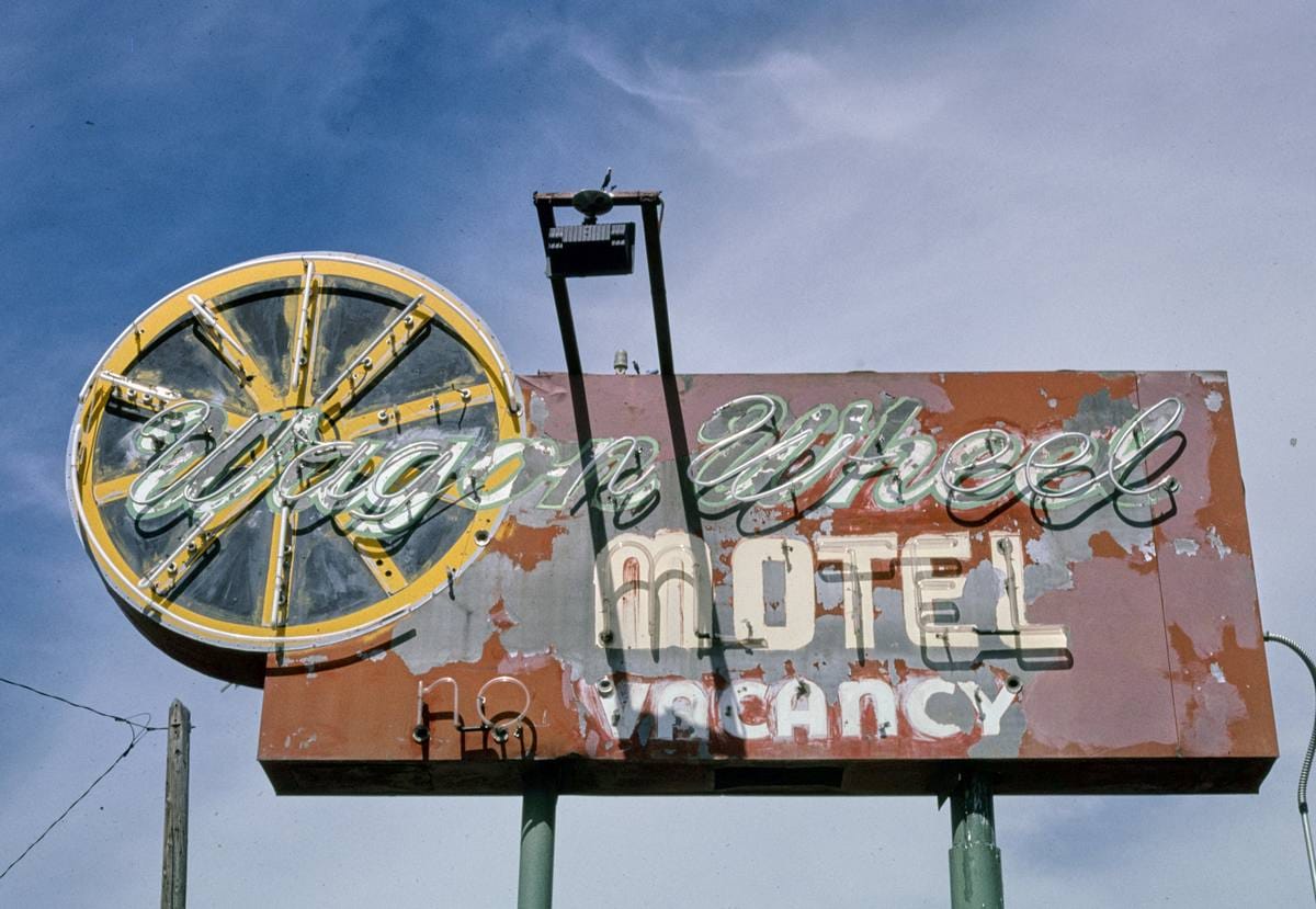 Historic Photo : 2004 Wagon Wheel Motel sign, Twin Falls, Idaho | Margolies | Roadside America Collection | Vintage Wall Art :