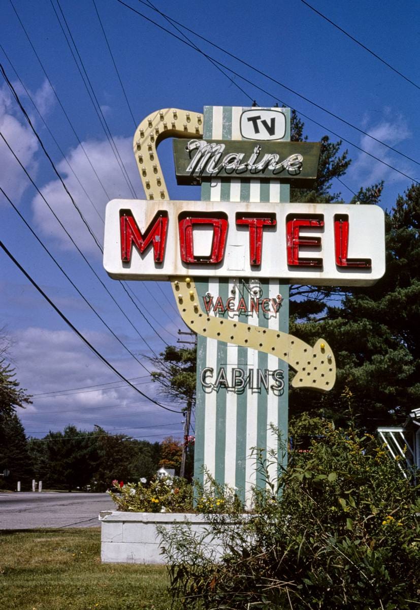 Historic Photo : 1984 Maine Motor sign, Lewiston, Maine | Margolies | Roadside America Collection | Vintage Wall Art :