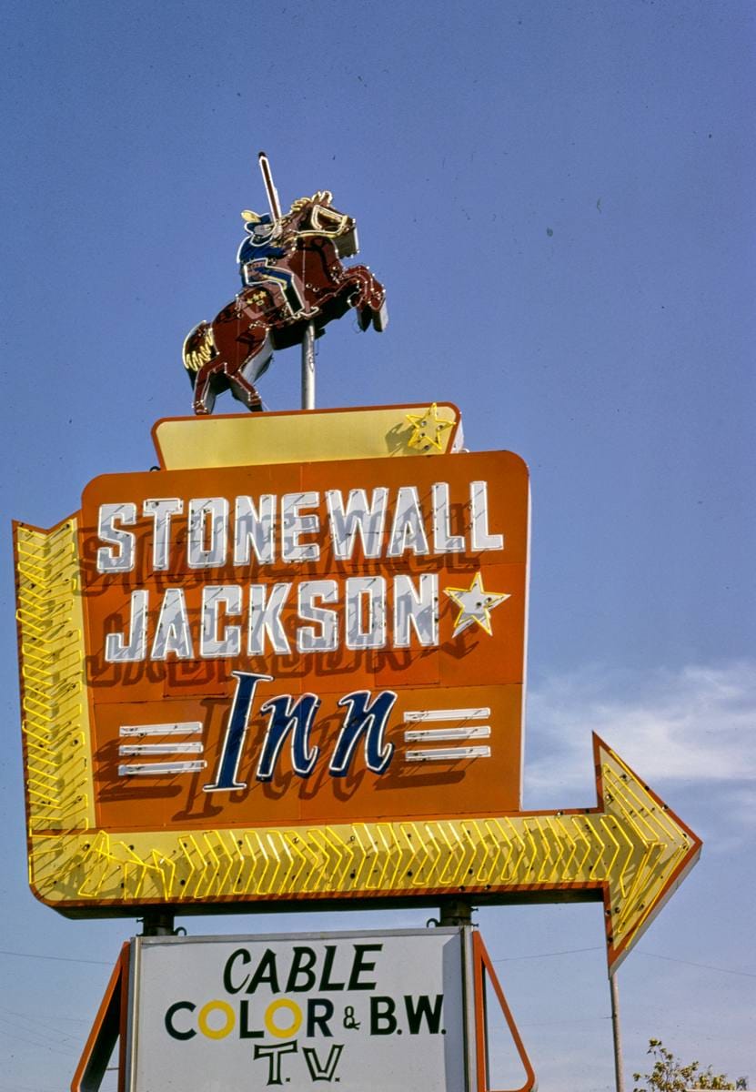 Historic Photo : 1979 Stonewall Jackson Motel sign, Fort Smith, Arkansas | Margolies | Roadside America Collection | Vintage Wall Art :