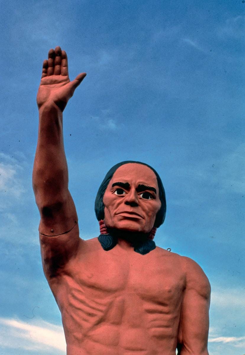 Historic Photo : 1978 Chief Motel statue, Carrington, North Dakota | Margolies | Roadside America Collection | Vintage Wall Art :