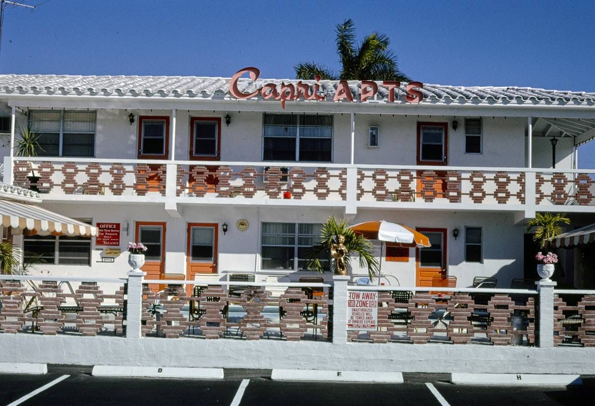 Historic Photo : 1990 The Capri Apartments, Hollywood Beach, Florida | Margolies | Roadside America Collection | Vintage Wall Art :