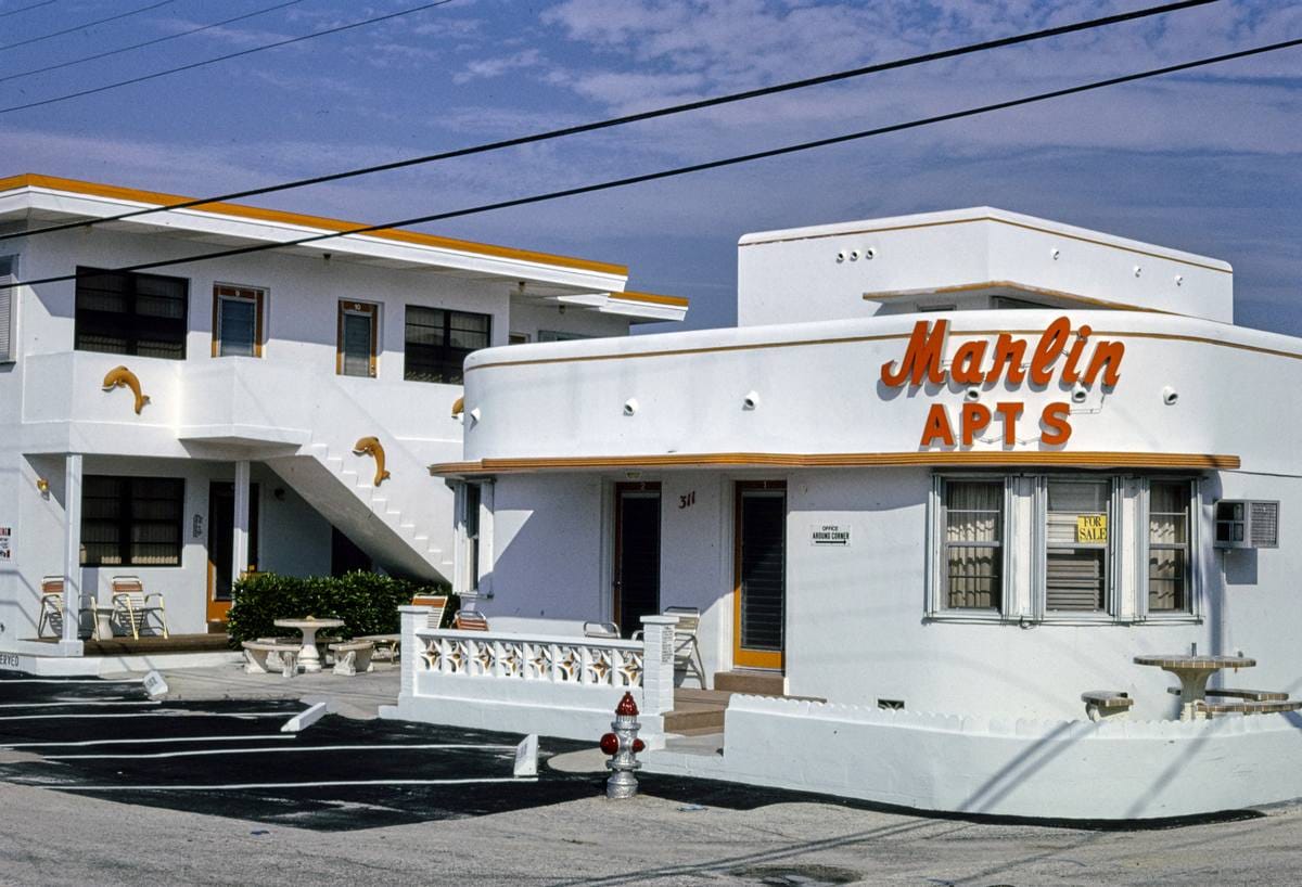 Historic Photo : 1990 Marian Apartments, Hollywood Beach, Florida | Margolies | Roadside America Collection | Vintage Wall Art :