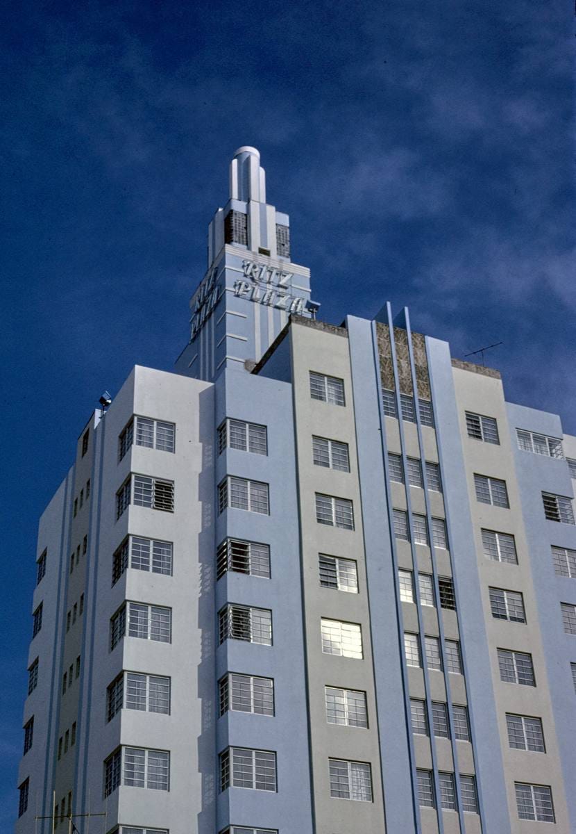 Historic Photo : 1990 Ritz Plaza Hotel, Miami Beach, Florida | Margolies | Roadside America Collection | Vintage Wall Art :