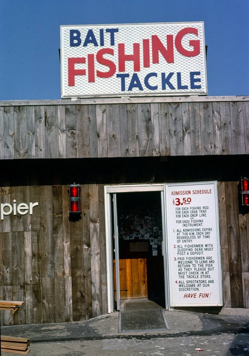 Historic Photo : 1978 Fishing at end of Haunted Mansion Pier, Long Branch, New Jersey | Margolies | Roadside America Collection | Vintage Wall Art :