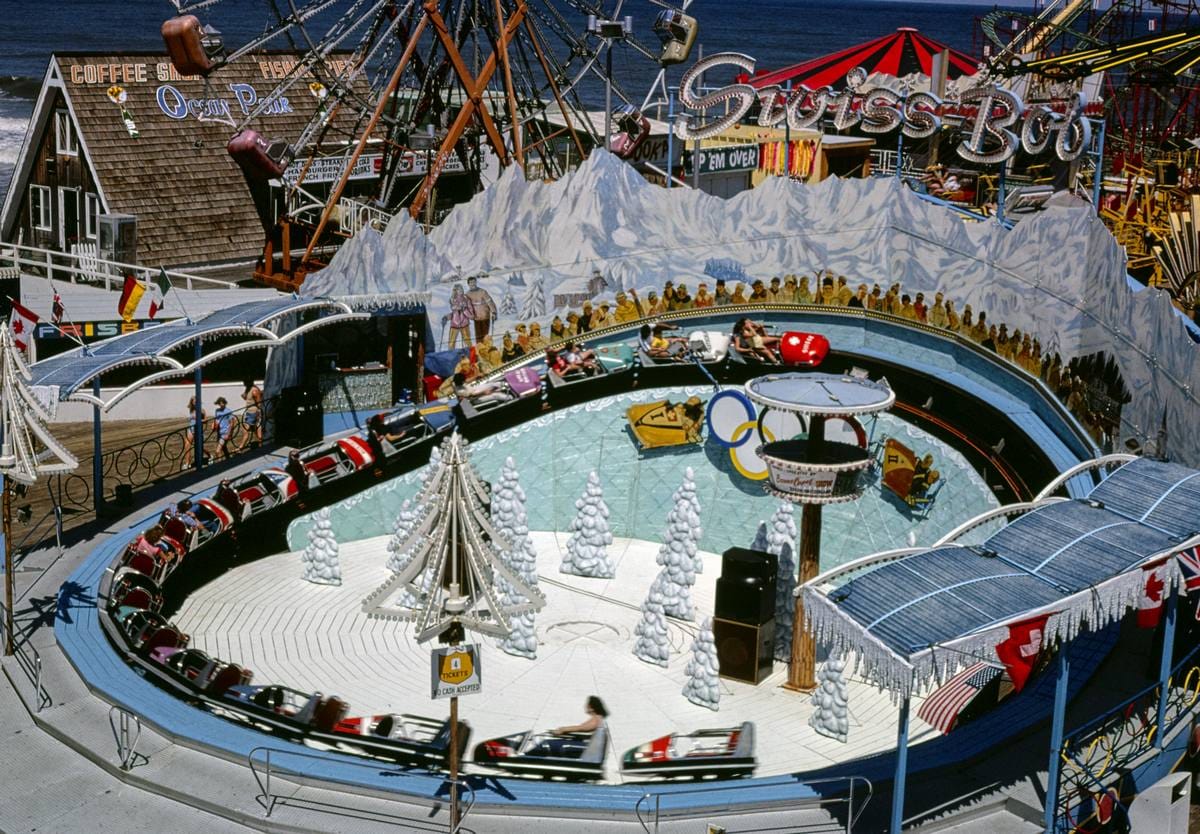 Historic Photo : 1978 Swiss Bob ride above, Seaside Heights, New Jersey | Margolies | Roadside America Collection | Vintage Wall Art :