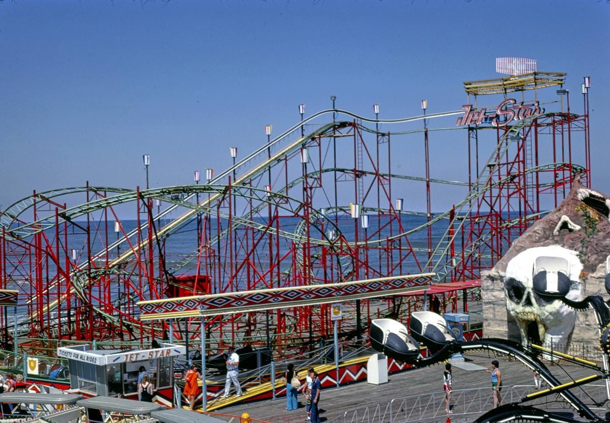 Historic Photo : 1978 Jet Star roller coaster, Seaside Heights, New Jersey | Margolies | Roadside America Collection | Vintage Wall Art :