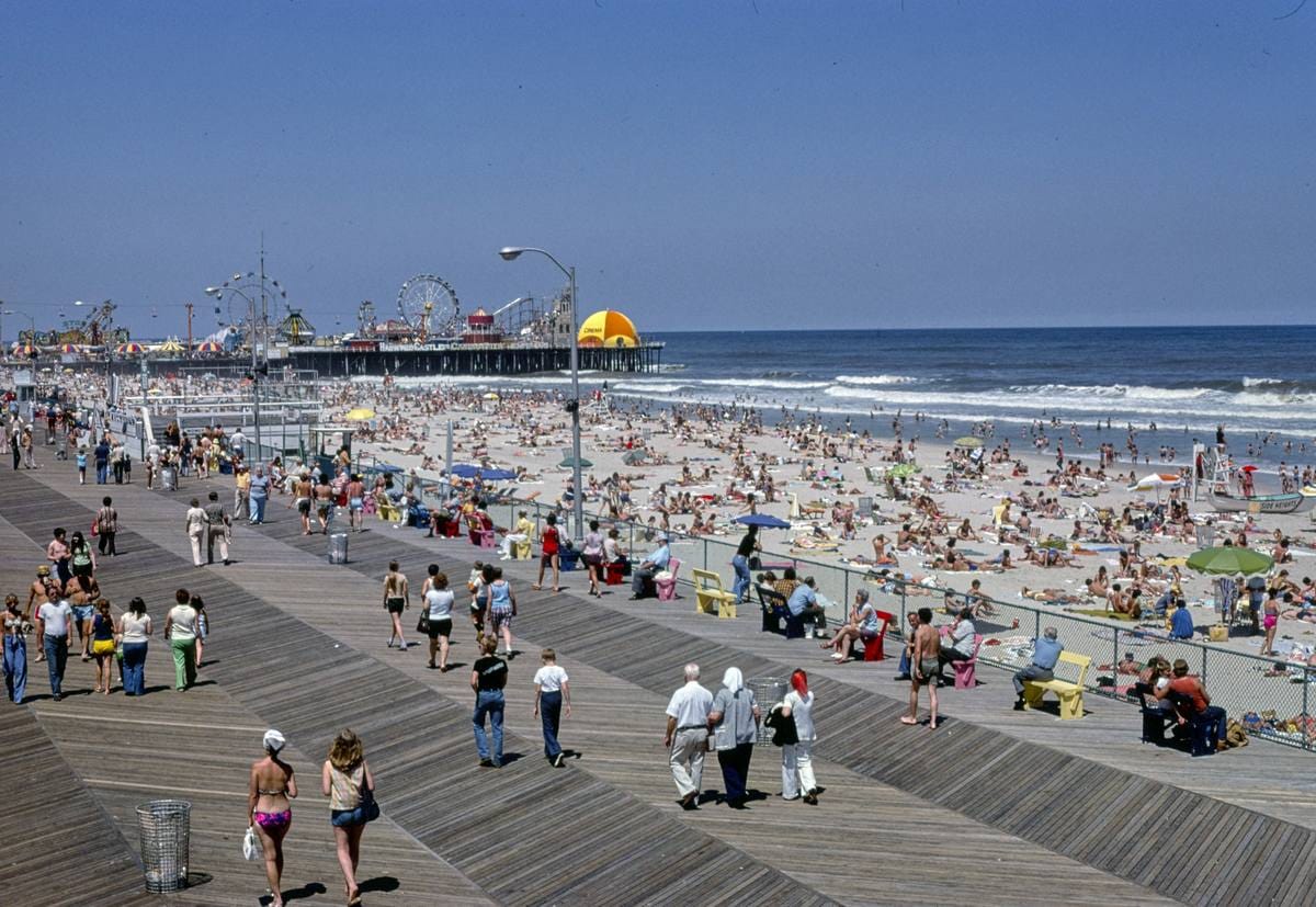 Historic Photo : 1978 Boardwalk, beach, Casino Pier, Seaside Heights, New Jersey | Margolies | Roadside America Collection | Vintage Wall Art :