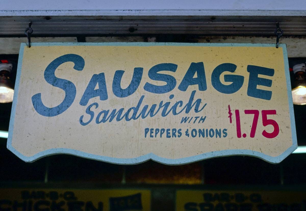Historic Photo : 1978 Sausage Sand sign, Seaside Heights, New Jersey | Margolies | Roadside America Collection | Vintage Wall Art :