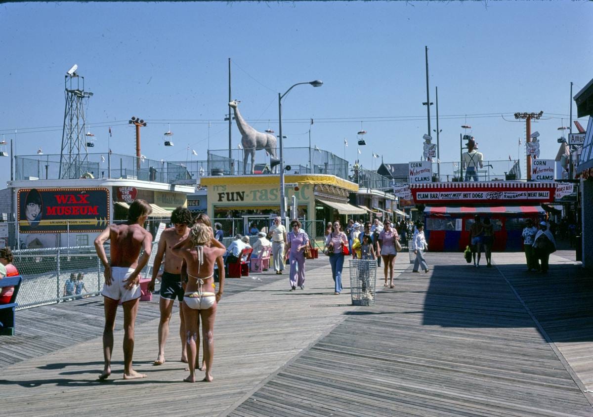 Historic Photo : 1978 Boardwalk near Casino Pier, Seaside Heights, New Jersey | Margolies | Roadside America Collection | Vintage Wall Art :