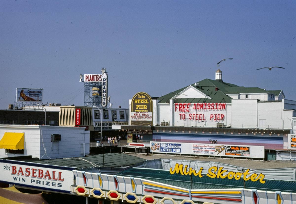 Historic Photo : 1978 Steeplechase Pier and Steel Piers, Atlantic City, New Jersey | Margolies | Roadside America Collection | Vintage Wall Art :
