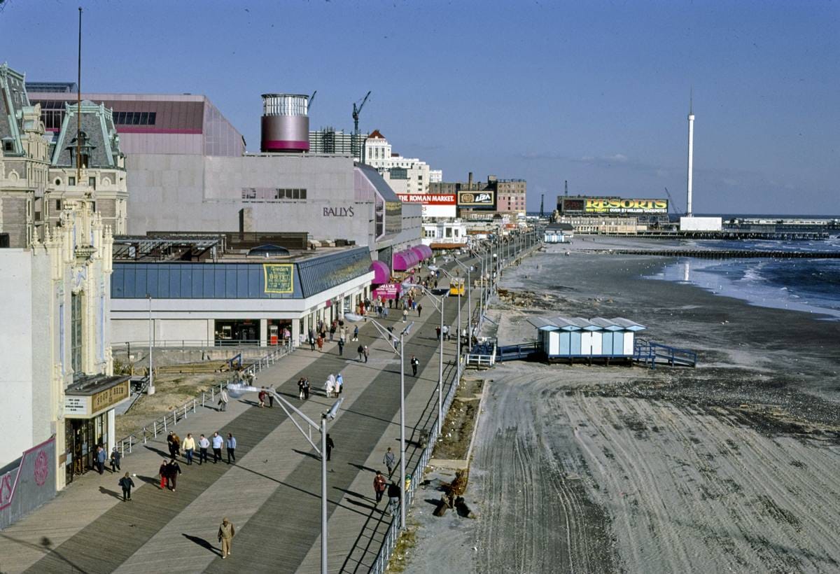 Historic Photo : 1985 Boardwalk above, Atlantic City, New Jersey | Margolies | Roadside America Collection | Vintage Wall Art :