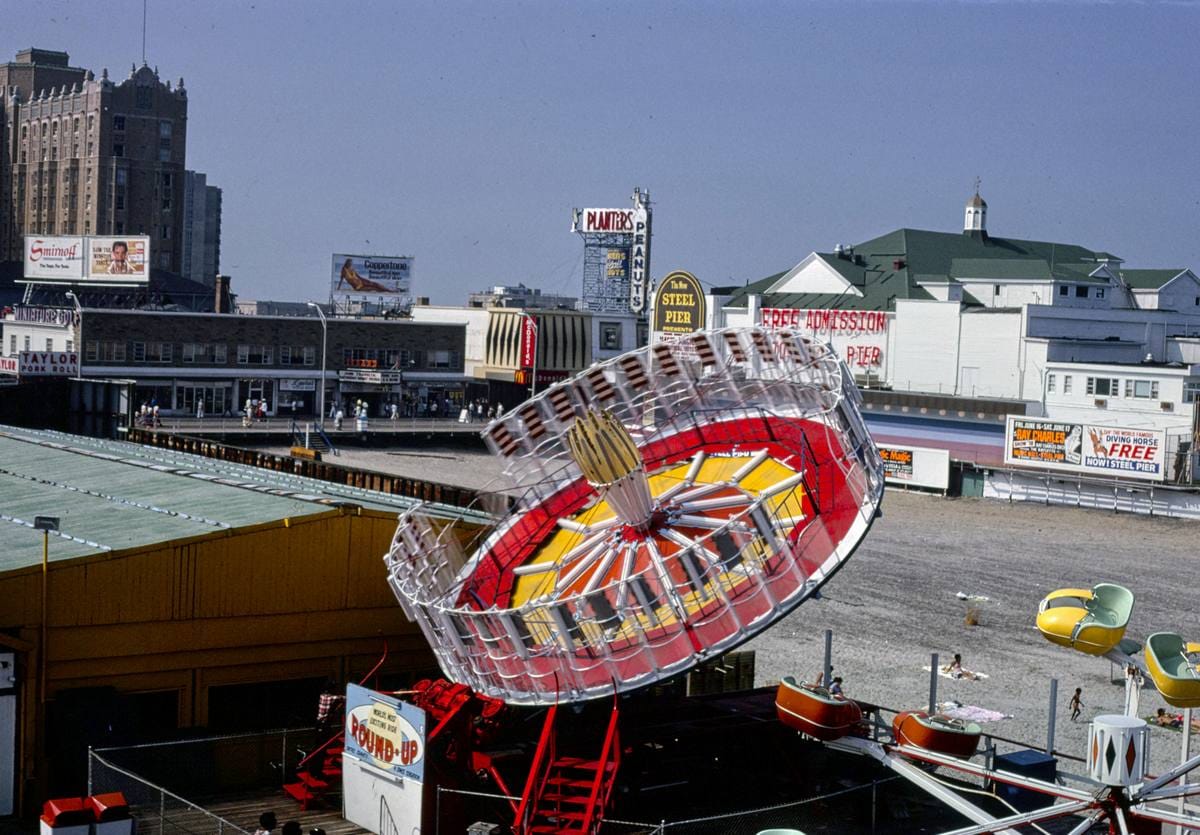 Historic Photo : 1978 Steeplechase and Steel Piers, Atlantic City, New Jersey | Margolies | Roadside America Collection | Vintage Wall Art :