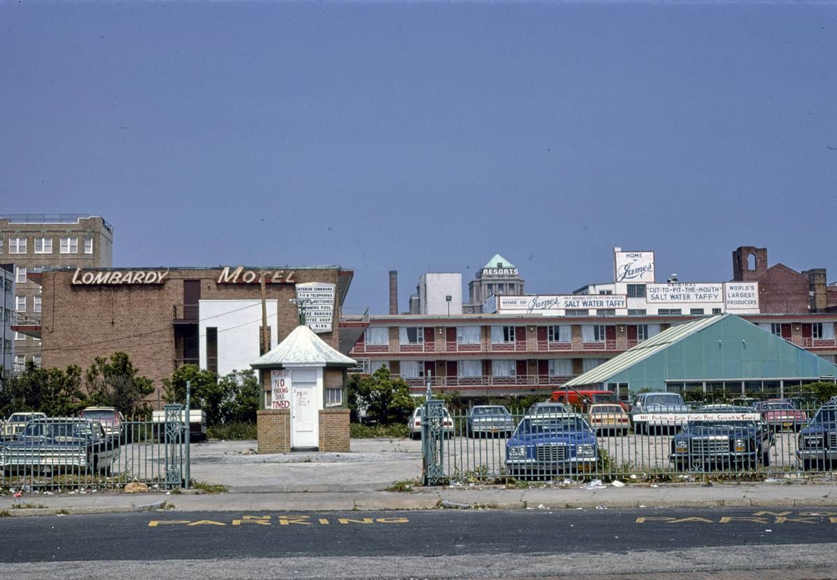 Historic Photo : 1978 Parking lot back of Boardwalk, Atlantic City, New Jersey | Margolies | Roadside America Collection | Vintage Wall Art :