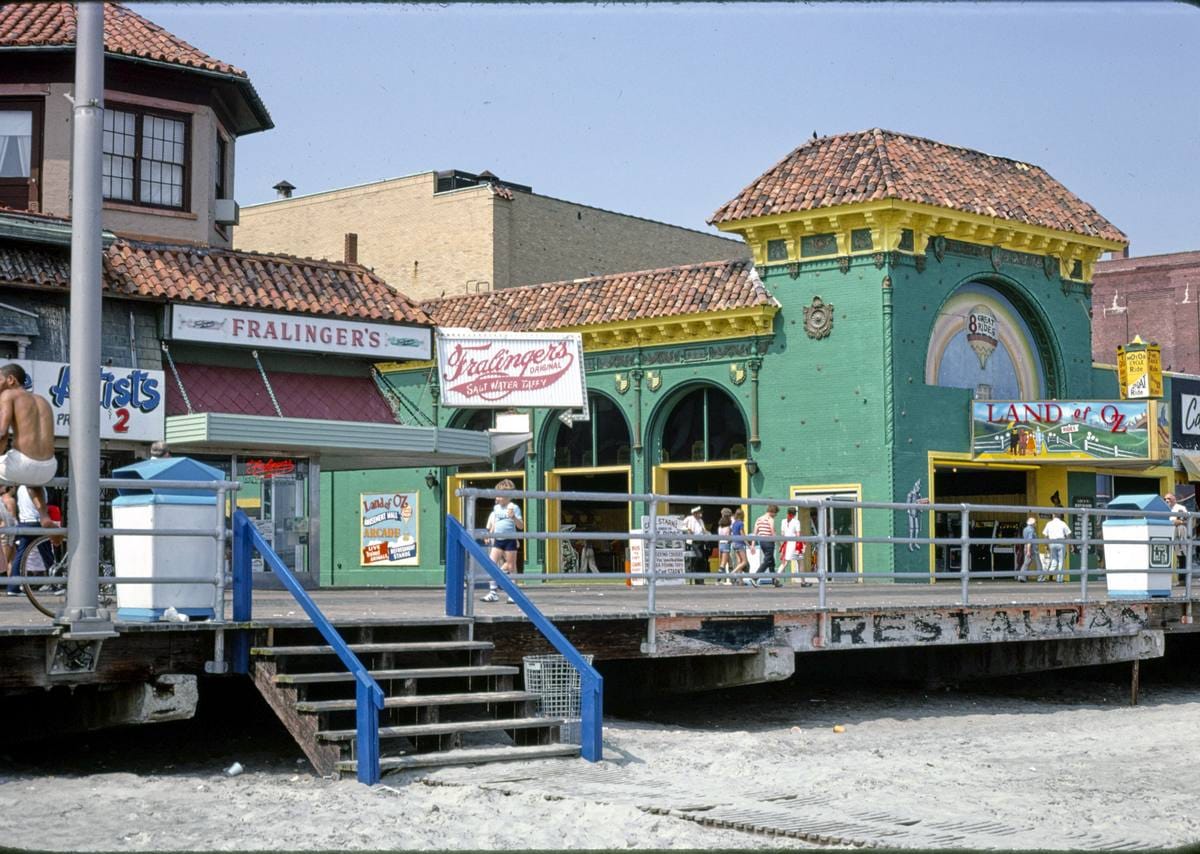 Historic Photo : 1978 Fralinger's and Theater from beach, Atlantic City, New Jersey | Margolies | Roadside America Collection | Vintage Wall Art :