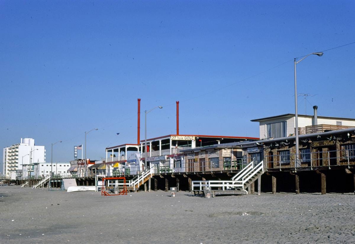 Historic Photo : 1978 Boardwalk from beach, Ocean City, New Jersey | Margolies | Roadside America Collection | Vintage Wall Art :