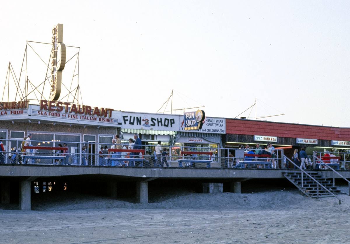 Historic Photo : 1978 Boardwalk at dusk, Wildwood, New Jersey | Margolies | Roadside America Collection | Vintage Wall Art :