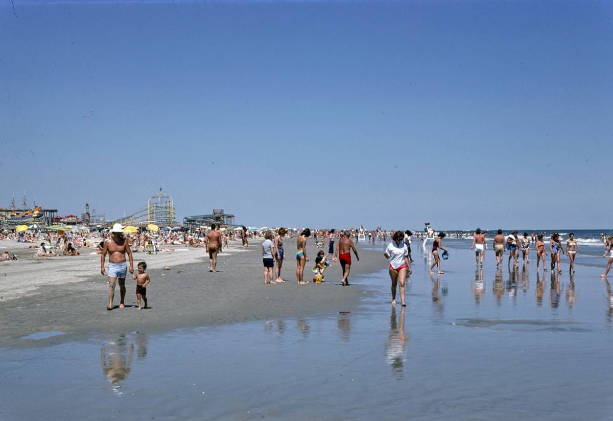 Historic Photo : 1978 Beach and pier, Wildwood, New Jersey | Margolies | Roadside America Collection | Vintage Wall Art :