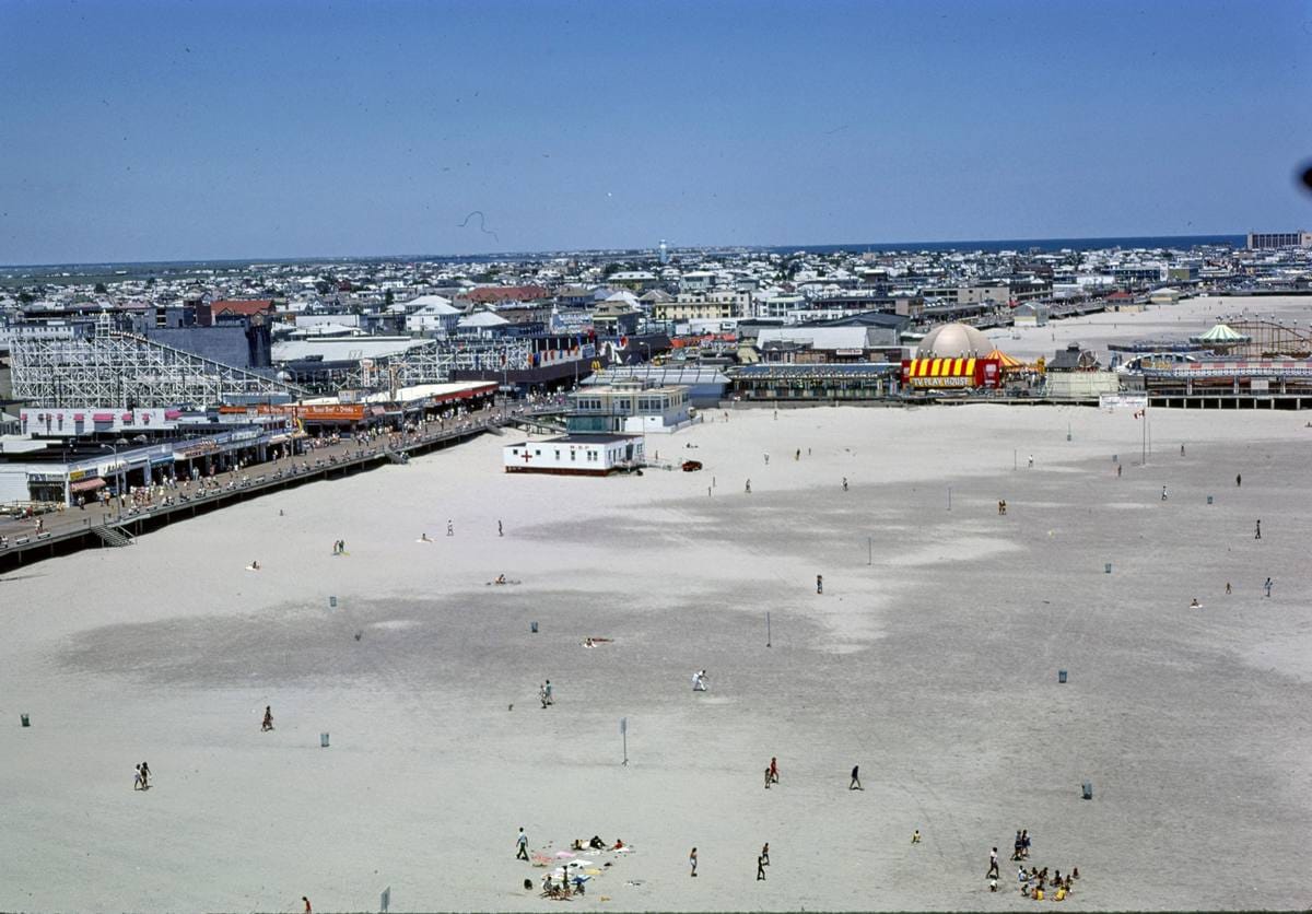 Historic Photo : 1978 Overall above beach and boardwalk, Wildwood, New Jersey | Margolies | Roadside America Collection | Vintage Wall Art :