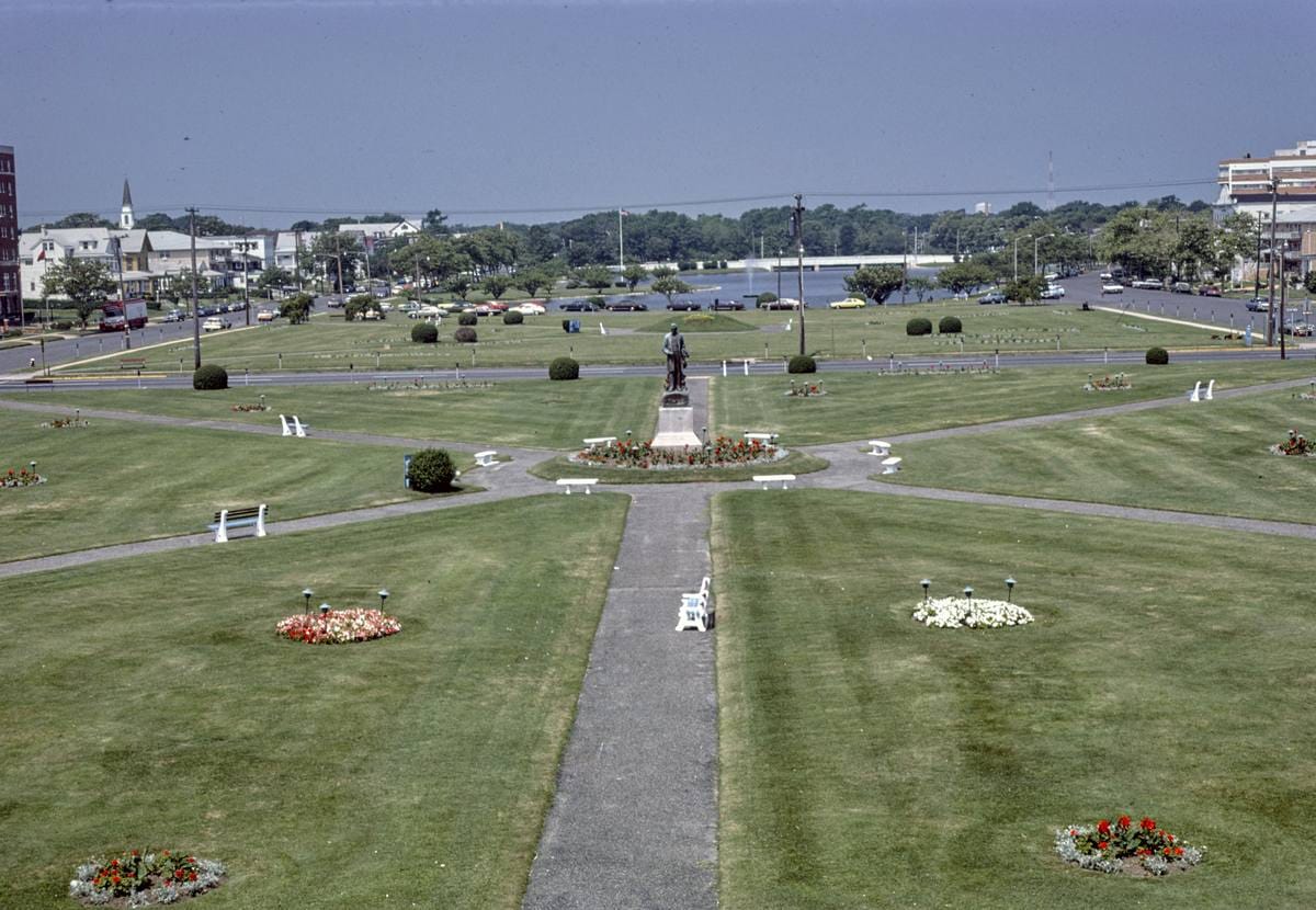 Historic Photo : 1978 Approach to boardwalk and Convention Hall, Asbury Park, New Jersey | Margolies | Roadside America Collection | Vintage Wall Art :