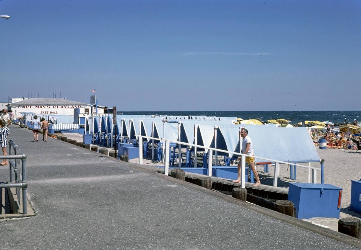 Historic Photo : 1978 Boardwalk and beach, Cape May, New Jersey | Margolies | Roadside America Collection | Vintage Wall Art :
