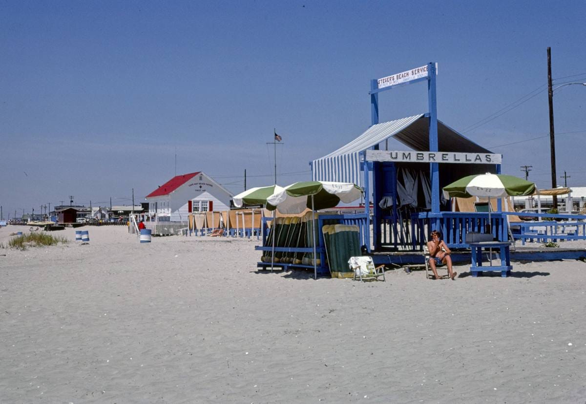 Historic Photo : 1978 Umbrella stand, beach, Cape May, New Jersey | Margolies | Roadside America Collection | Vintage Wall Art :