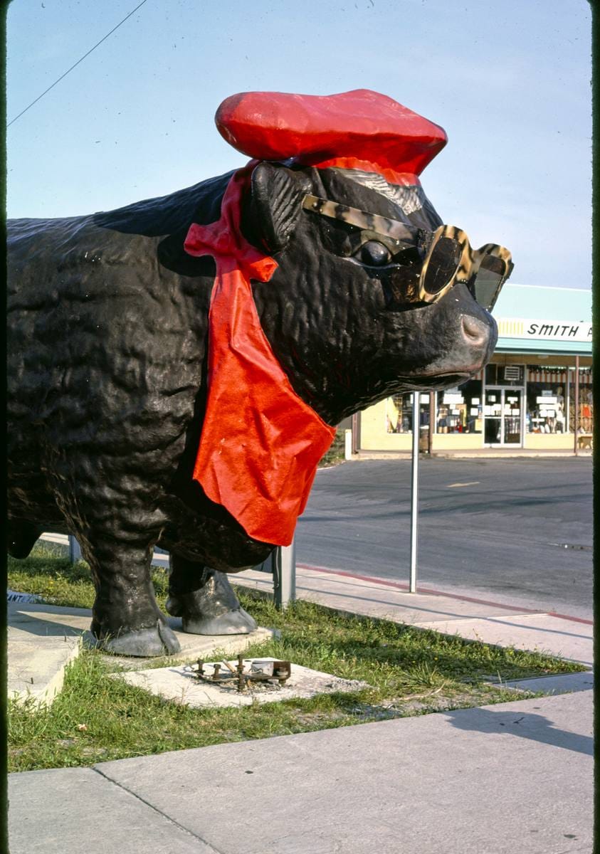 Historic Photo : 1985 Captain Bob's BBQ Bull, vertical detail, Ocean City, Maryland | Margolies | Roadside America Collection | Vintage Wall Art :