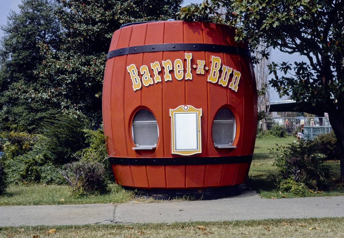 Historic Photo : 1985 Buckroe Beach Amusement Park barrel, Hampton, Virginia, Hampton, Virginia | Margolies | Roadside America Collection | Vintage Wall Art :