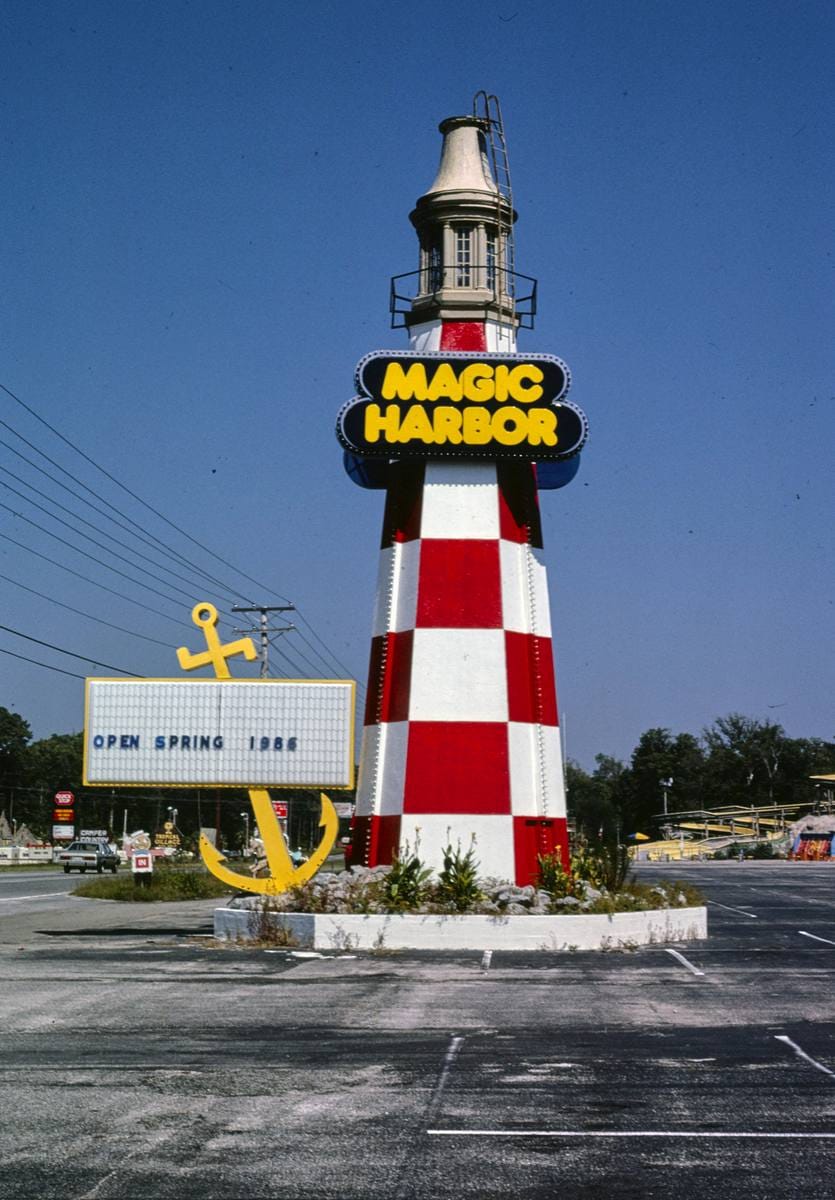 Historic Photo : 1985 Magic Harbor lighthouse sign, Surfside Beach, South Carolina | Margolies | Roadside America Collection | Vintage Wall Art :