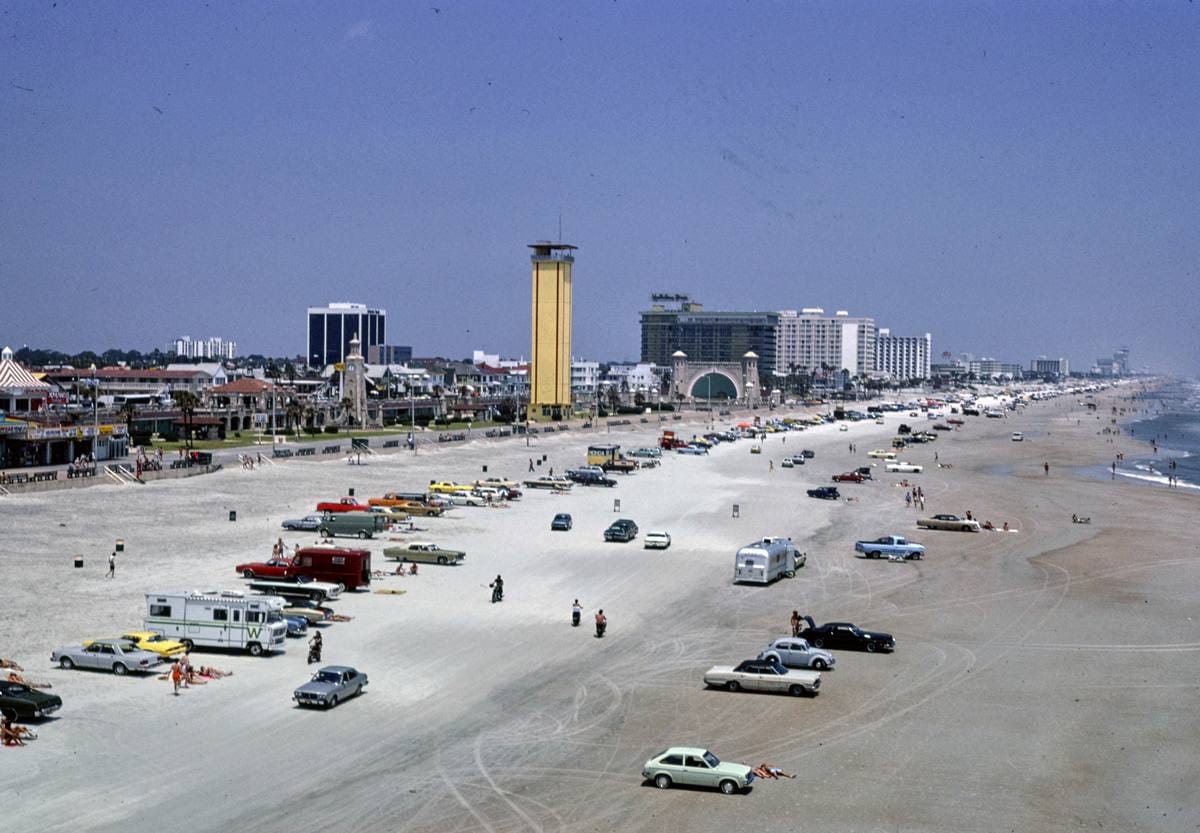 Historic Photo : 1979 View of beach, Daytona Beach, Florida | Margolies | Roadside America Collection | Vintage Wall Art :