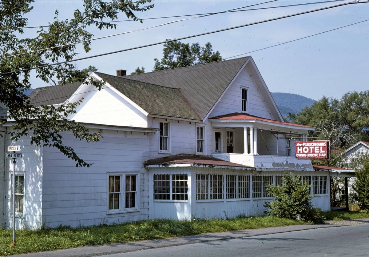 Historic Photo : 1976 New Fleischmann's Hotel, Main Street, Fleischmanns, New York | Margolies | Roadside America Collection | Vintage Wall Art :