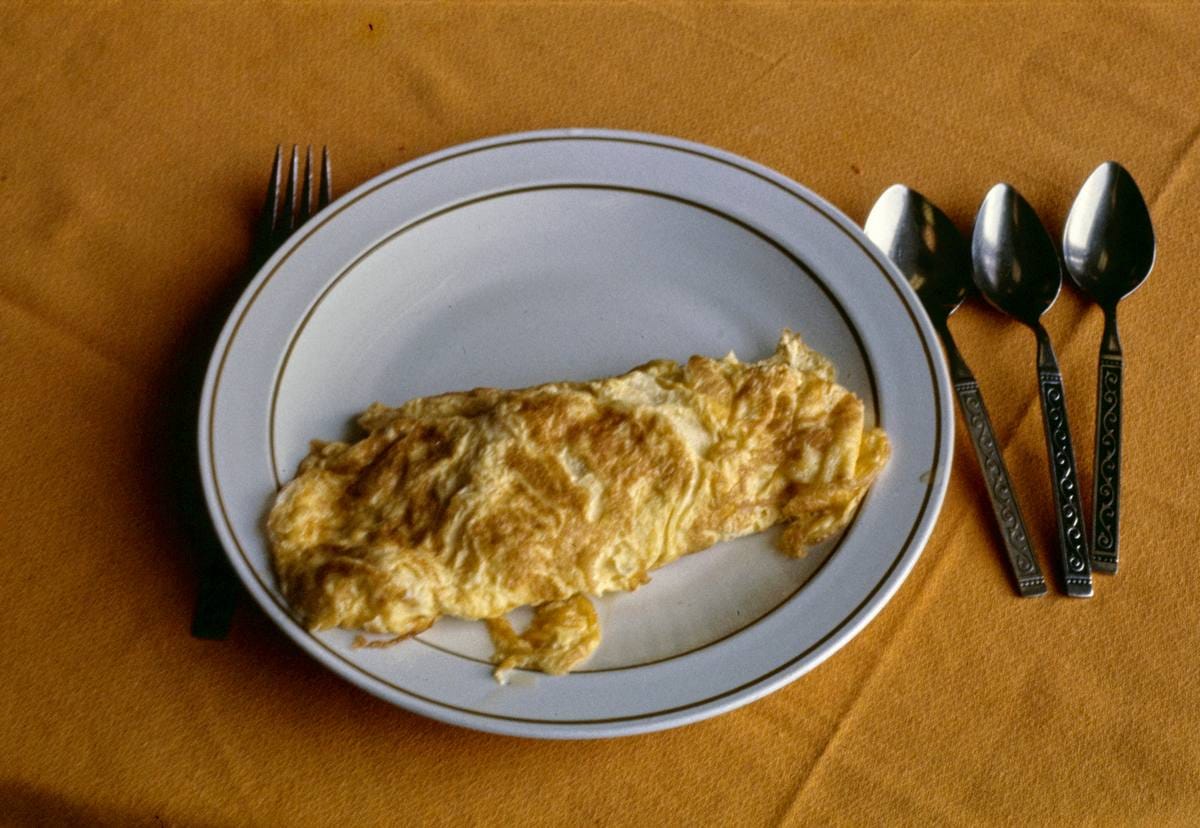 Historic Photo : 1977 Homowack breakfast lox & cream cheese omelette, Mamakating, New York | Margolies | Roadside America Collection | Vintage Wall Art :