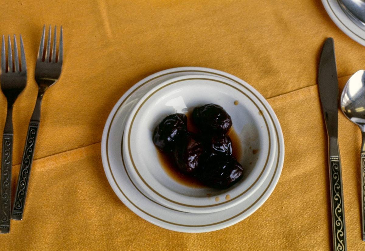 Historic Photo : 1977 Homowack breakfast prunes, Mamakating, New York | Margolies | Roadside America Collection | Vintage Wall Art :