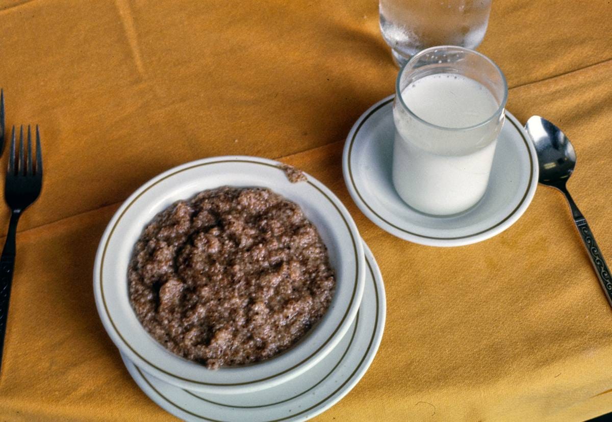 Historic Photo : 1977 Homowack breakfast hot cereal with hot milk, Mamakating, New York | Margolies | Roadside America Collection | Vintage Wall Art :