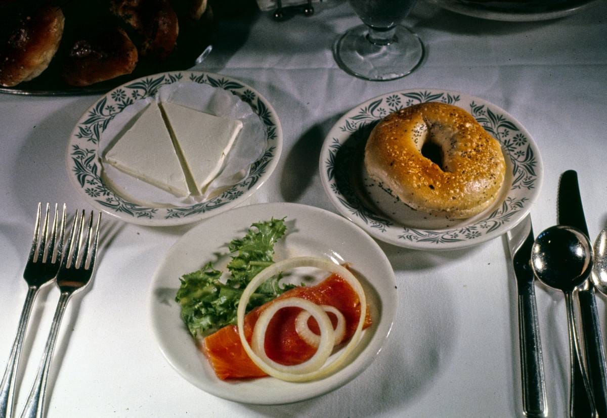 Historic Photo : 1977 Nova lox, bagel and cream cheese, Kutsher's, Thompson, New York | Margolies | Roadside America Collection | Vintage Wall Art :