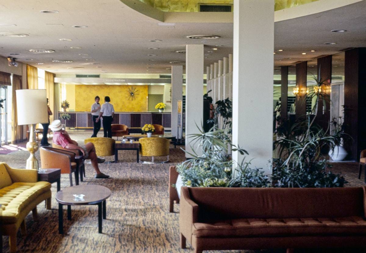 Historic Photo : 1977 Kutsher's main lobby, Thompson, New York | Margolies | Roadside America Collection | Vintage Wall Art :