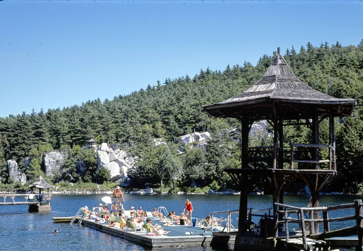 Historic Photo : 1978 Mohonk beach, dock, New Paltz, New York | Margolies | Roadside America Collection | Vintage Wall Art :