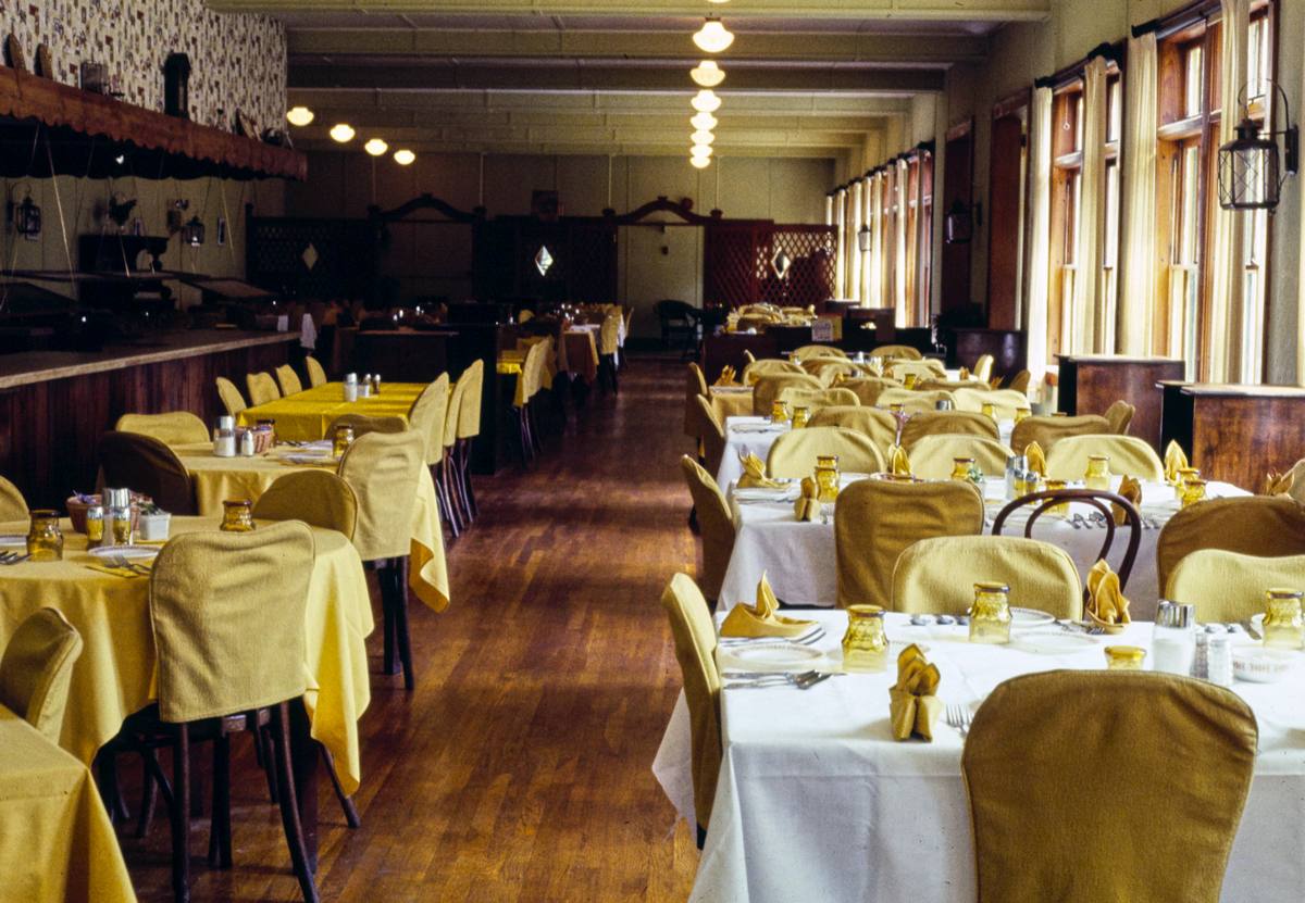 Historic Photo : [between 1972 and 1990] Scott's dining room, Deposit, New York | Margolies | Roadside America Collection | Vintage Wall Art :