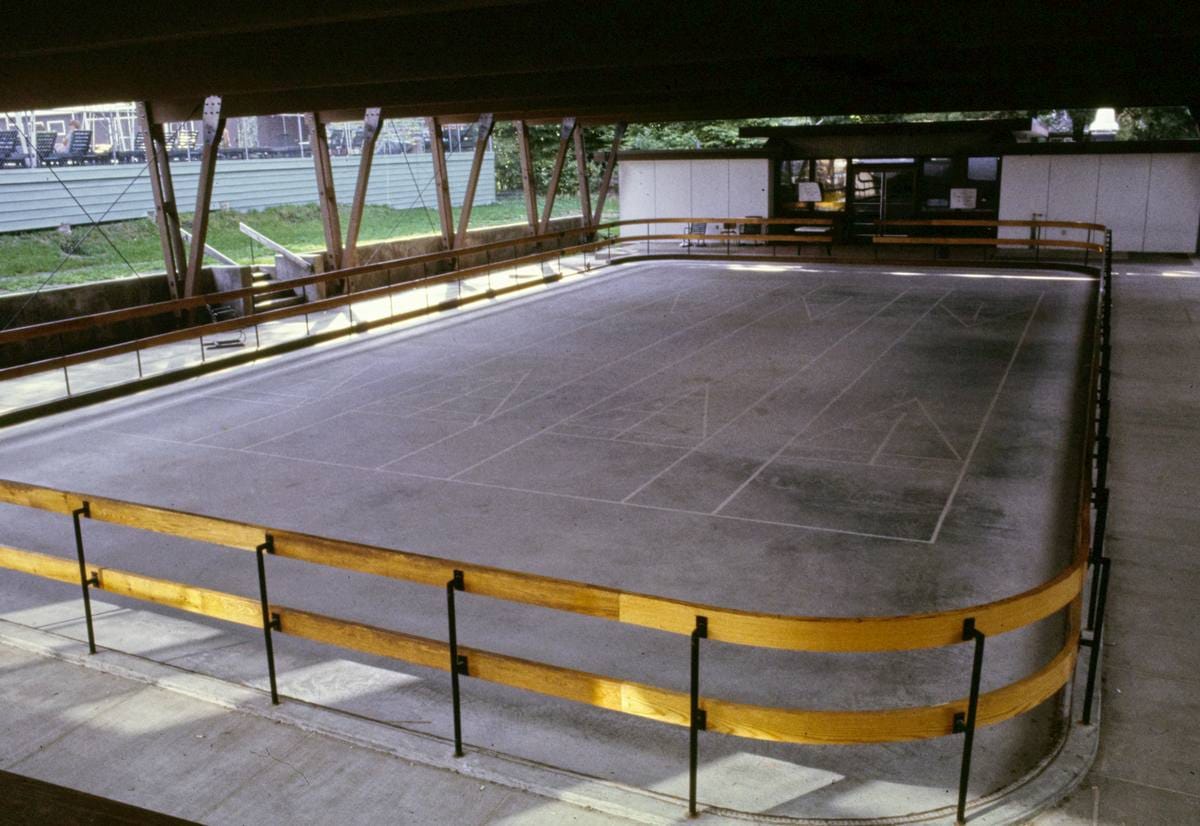 Historic Photo : 1977 Stevensville, skating rink, Swan Lake, New York | Margolies | Roadside America Collection | Vintage Wall Art :