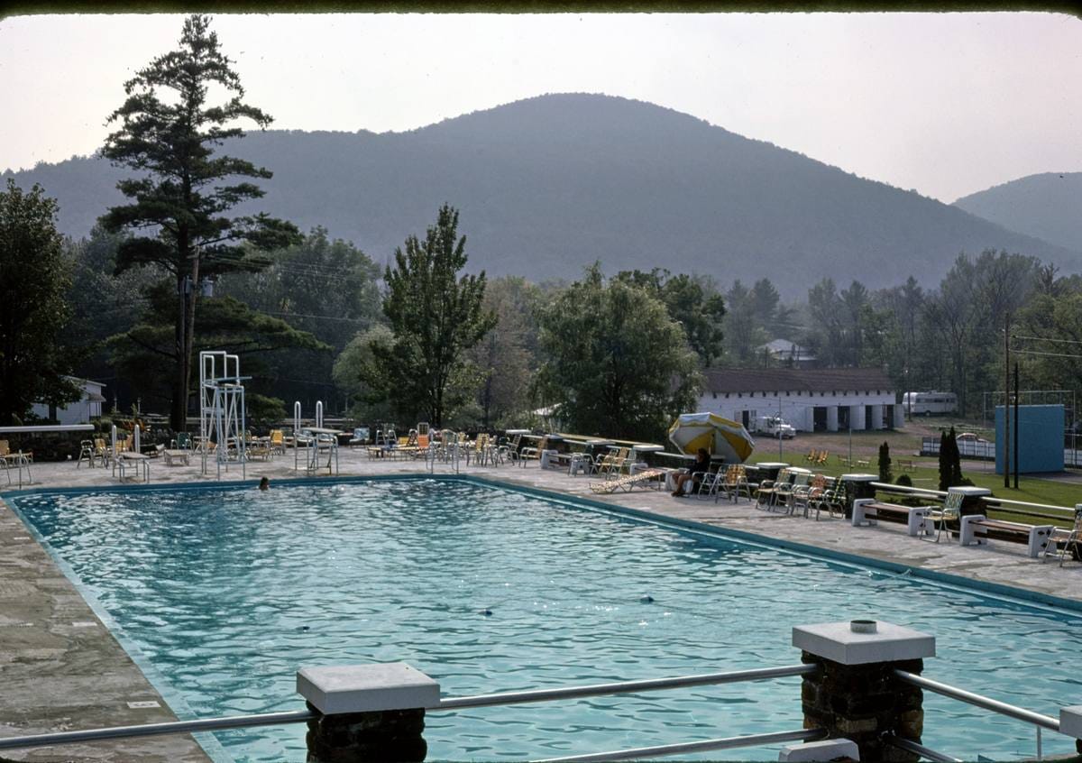 Historic Photo : 1977 Sugar Maples, pool, Maplecrest, New York | Margolies | Roadside America Collection | Vintage Wall Art :