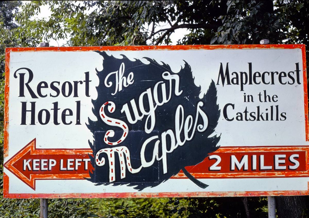 Historic Photo : 1977 Sugar Maples, sign, Maplecrest, New York | Margolies | Roadside America Collection | Vintage Wall Art :