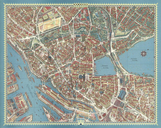 Historic Map : Hamburg, Germany., 1964, Vintage Wall Art