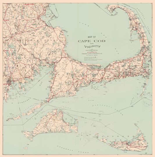 Historic Map : Cape Cod 1907 , Vintage Wall Art